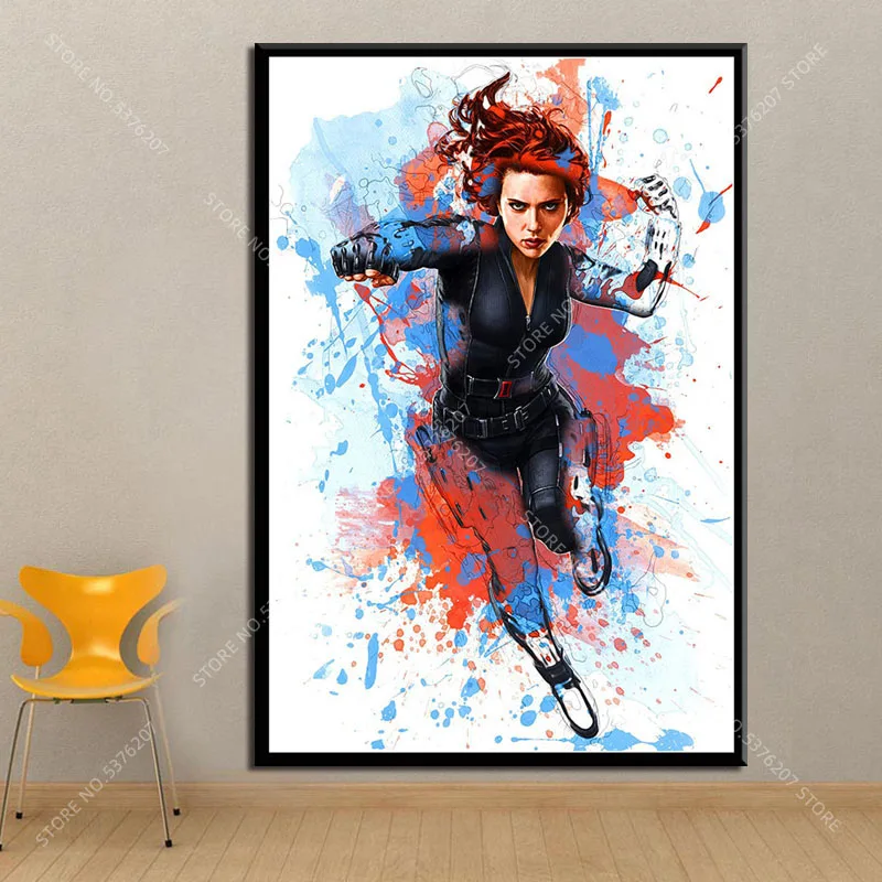 G116 художественный Декор акварельное произведение искусства Мстители фильм о супергероях Скарлетт Юханссон Черная Вдова настенная живопись на холсте Шелковый плакат - Color: Picture 3