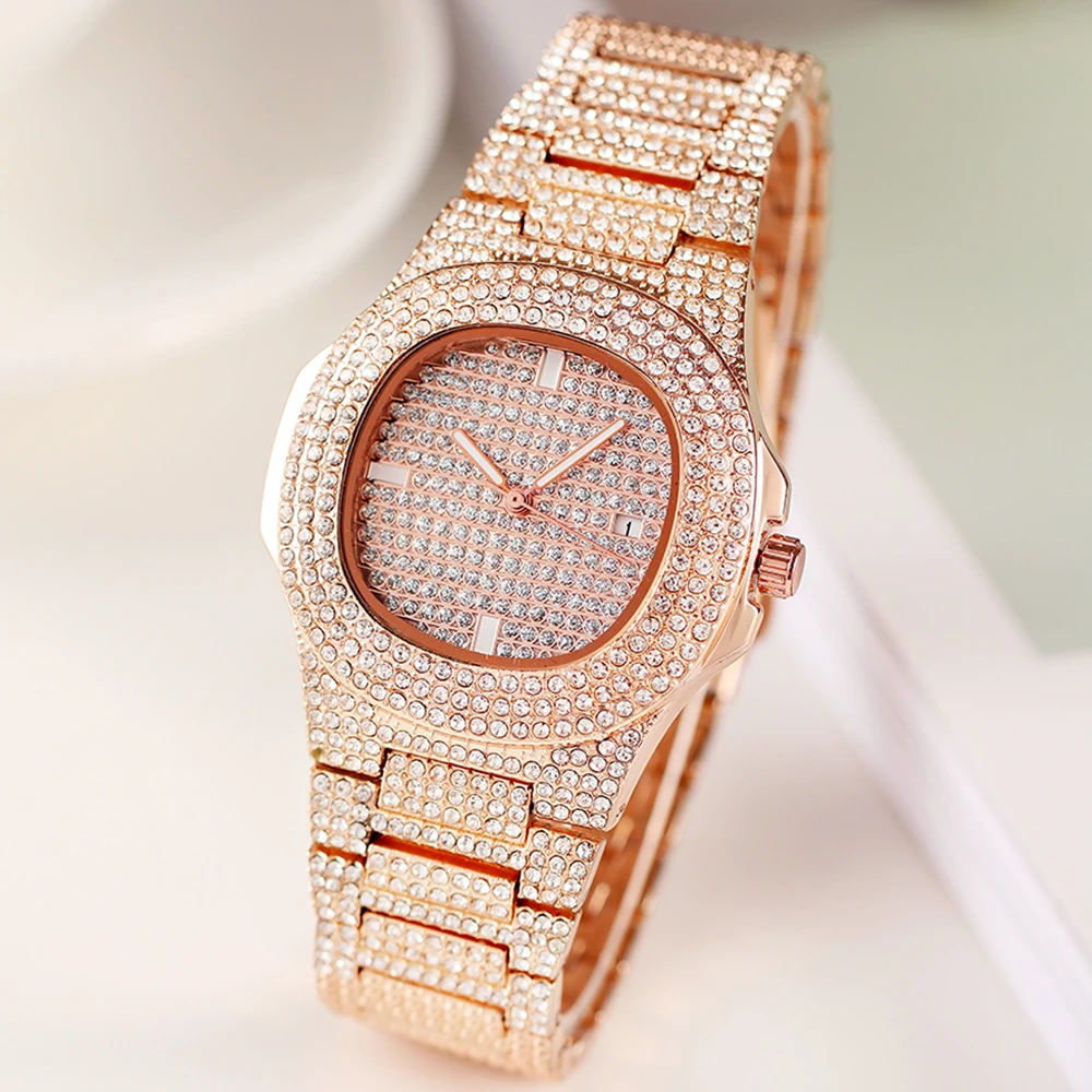 Роскошные часы с бриллиантами для мужчин в стиле хип-хоп, женские кварцевые часы, ремешок из нержавеющей стали, деловые наручные часы для мужчин