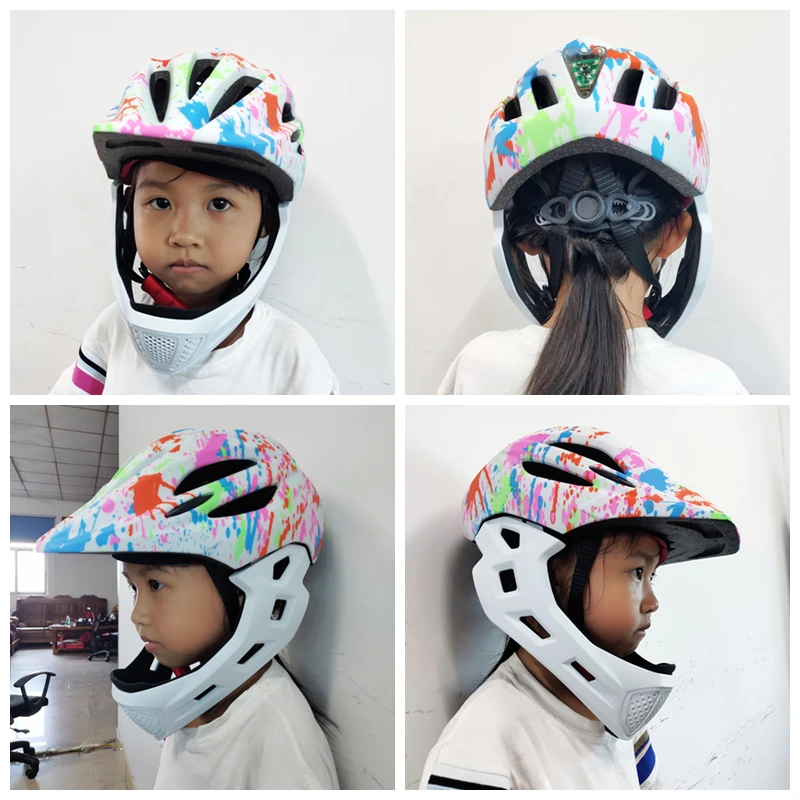 Kids Riding Helmets Cycling Bike Skating Children's full face Helmet Bicycle Protection LED Taillights Child Sport 4 5 6 7 years