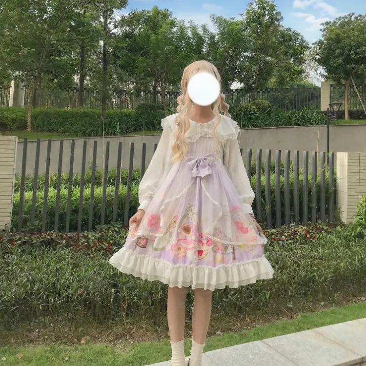 Платье в стиле Лолиты милое японское платье принцессы каваи для девочек, милое легкое винтажное летнее платье без рукавов в стиле Лолиты с принтом кролика в готическом стиле