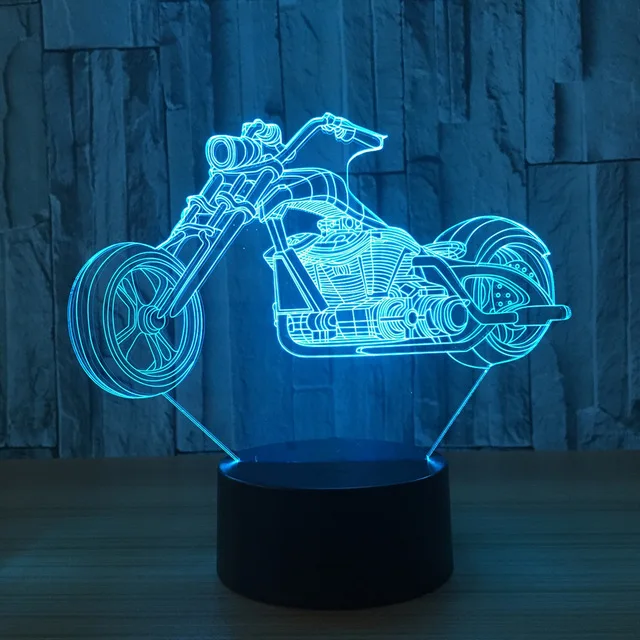 Форсаж Spinoff Супербайк мотоцикл езда 7 цветов лампа 3d Визуальный светодиодный ночник дети сенсорный Usb ночник - Испускаемый цвет: 7 Colors Changeable