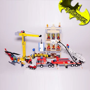 

Downtown Fire Brigade In stock 11216 New City Series 985pcs Compatible 60216 02120 Educational Building Blocks Bricks Kids toys