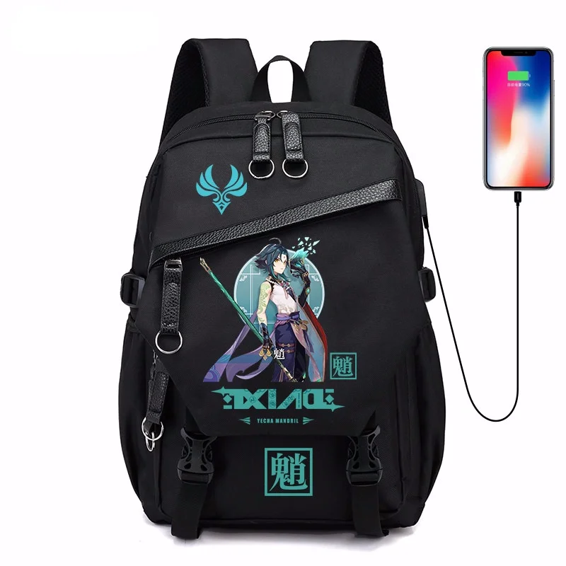 

Anime Game Genshin Impact Mandrill Backpack Xiao Unisex Backpack Middle School Student Schoolbag Bag