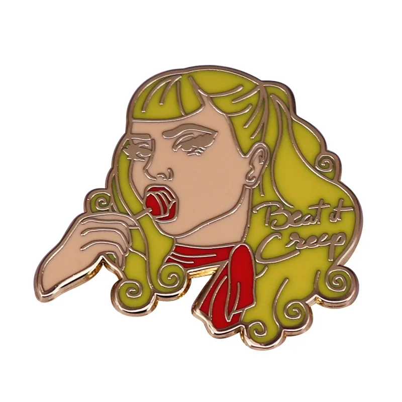 Beat It Creep Pin Wanda Woodward Funny Humor Retro Brooch Cry Baby Movie Fans Fashion Accessory.JPG