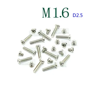 

1000pcs/lot M1.6*2/3/4/7 Head diameter2.5 Pan head philips machine screw hardened steel nickel plated PM1.6