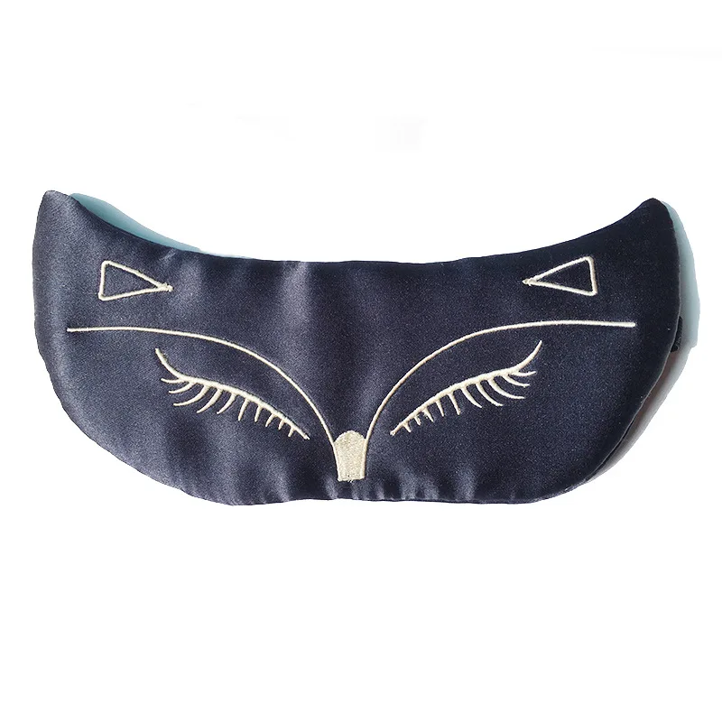 

Silk Eye Mask Fox Embroidered Protection Eye Patch Printing 100% Mulberry Silk Printing