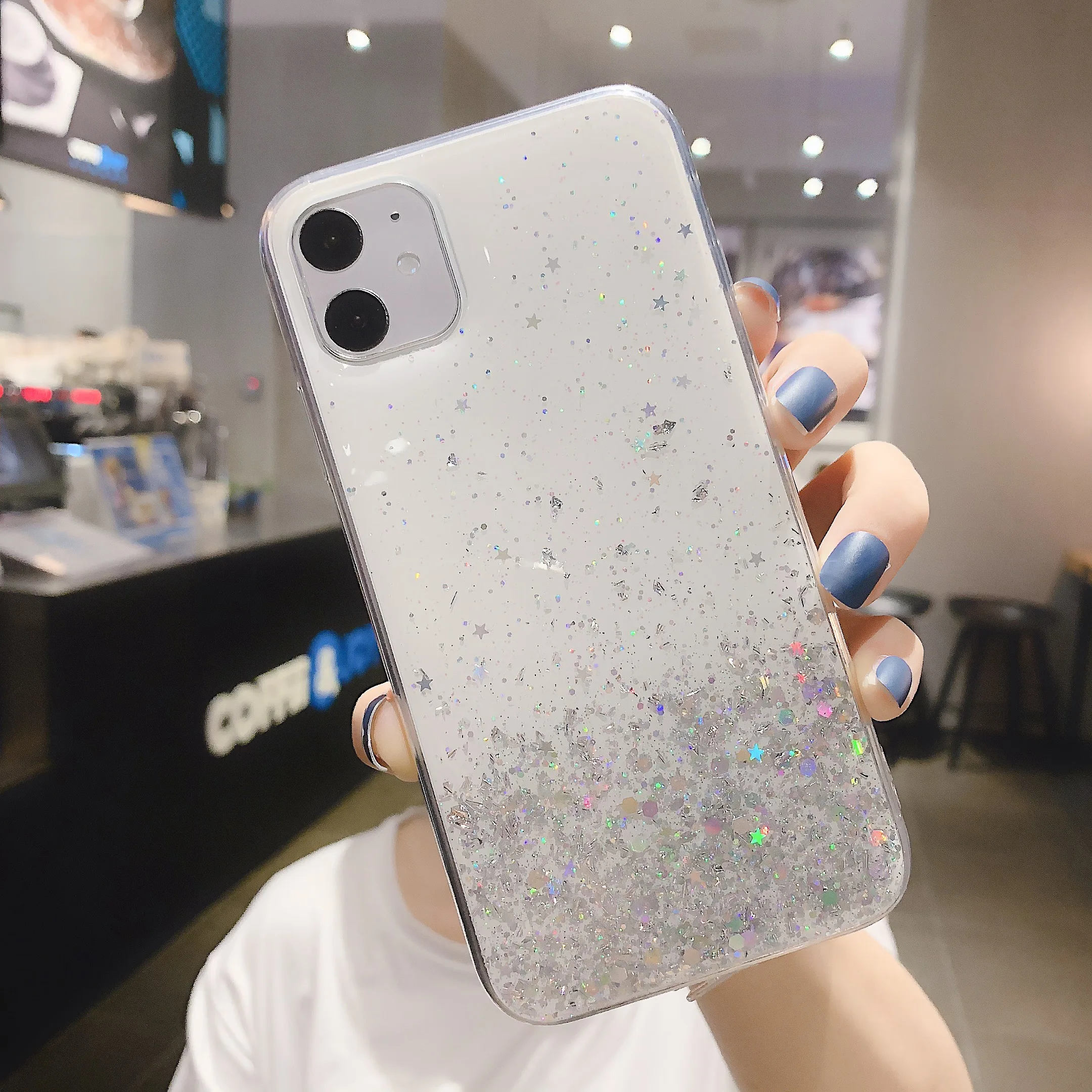 Чехол для телефона с серебряной фольгой и звездой iPhone 11 11Pro 2019 Чехлы мягкие