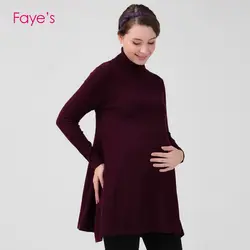 Для беременных Платья-свитеры Беременность Зимняя одежда для Pangnant Для женщин 100% хлопок вязаные платья