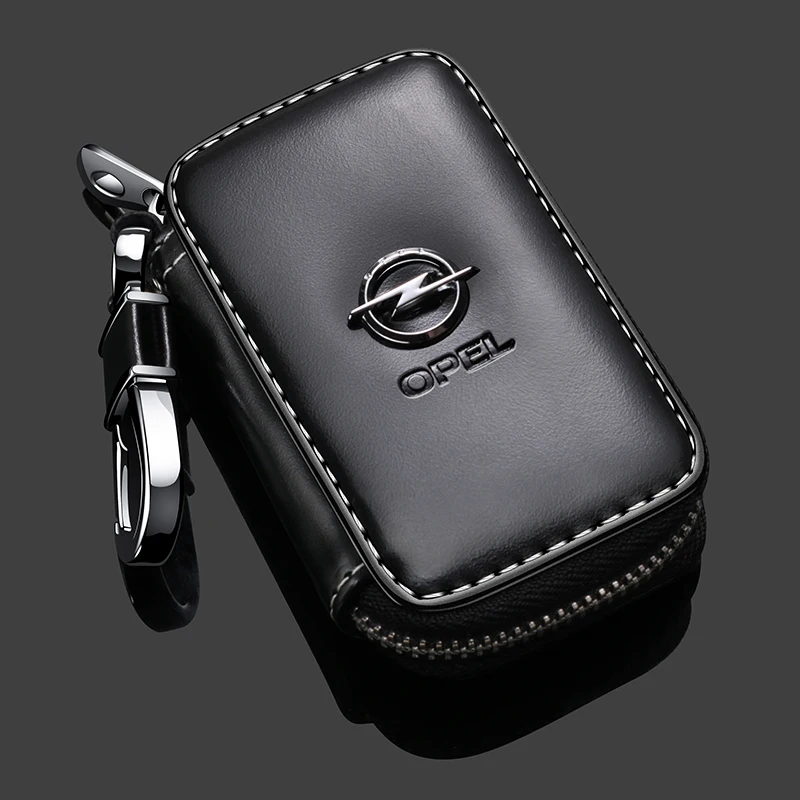 

For OPEL Men Key Holder Housekeeper Leather Car Key Wallets Keys Organizer Women Keychain Covers Zipper Key Case Bag
