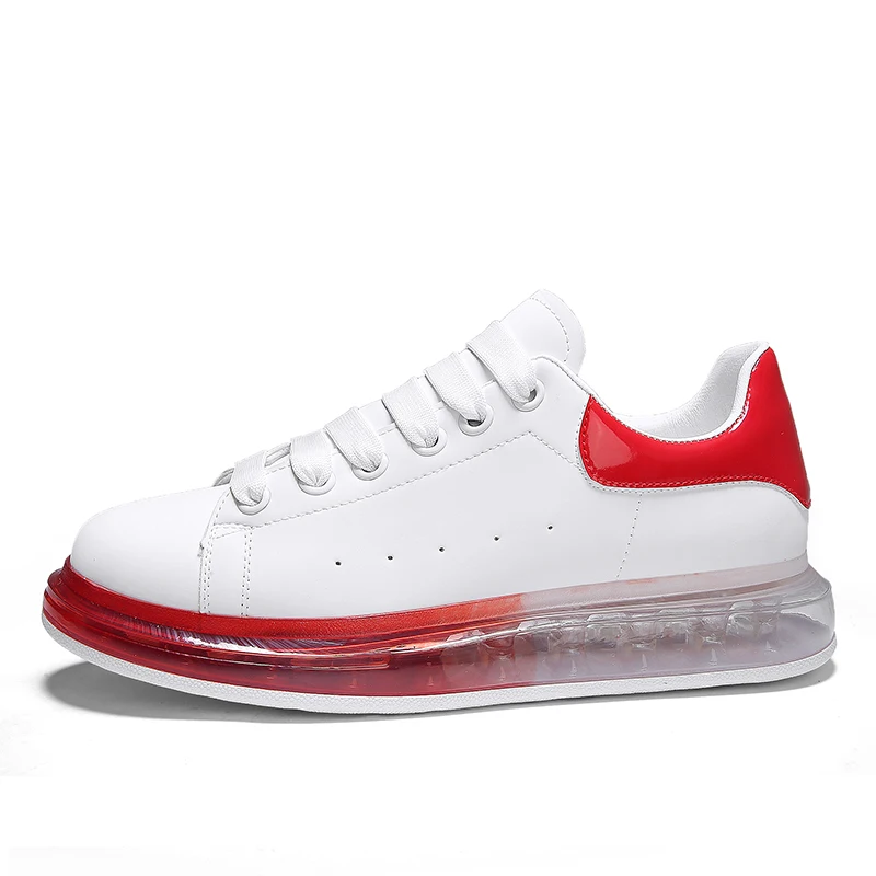 Обувь на платформе; женская обувь; осенние удобные кроссовки на воздушной подушке; женская повседневная обувь; черная обувь на плоской подошве; tenis feminino - Цвет: White Red B991