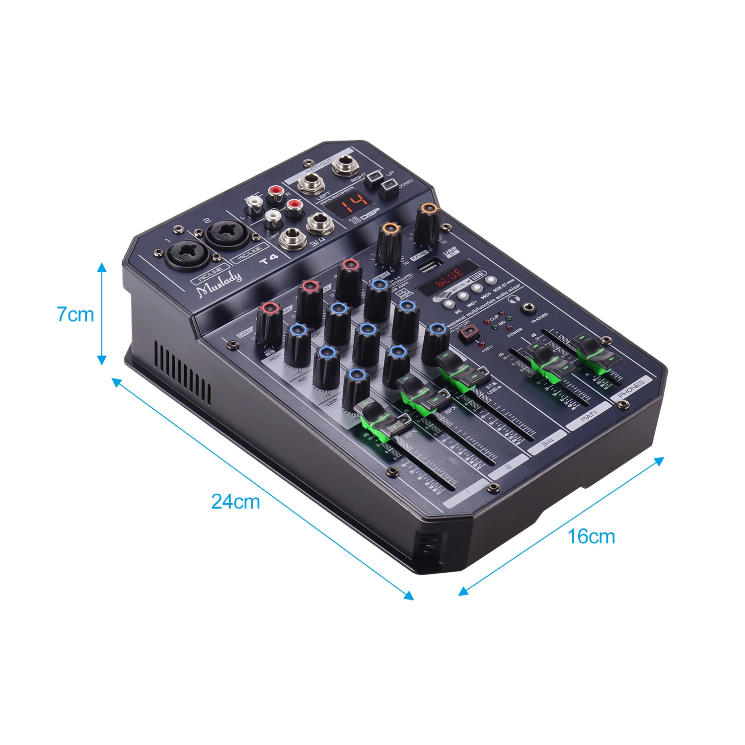 Muslady T4 Портативный 4 канальный звуковая карта микшерный пульт звукомикшер