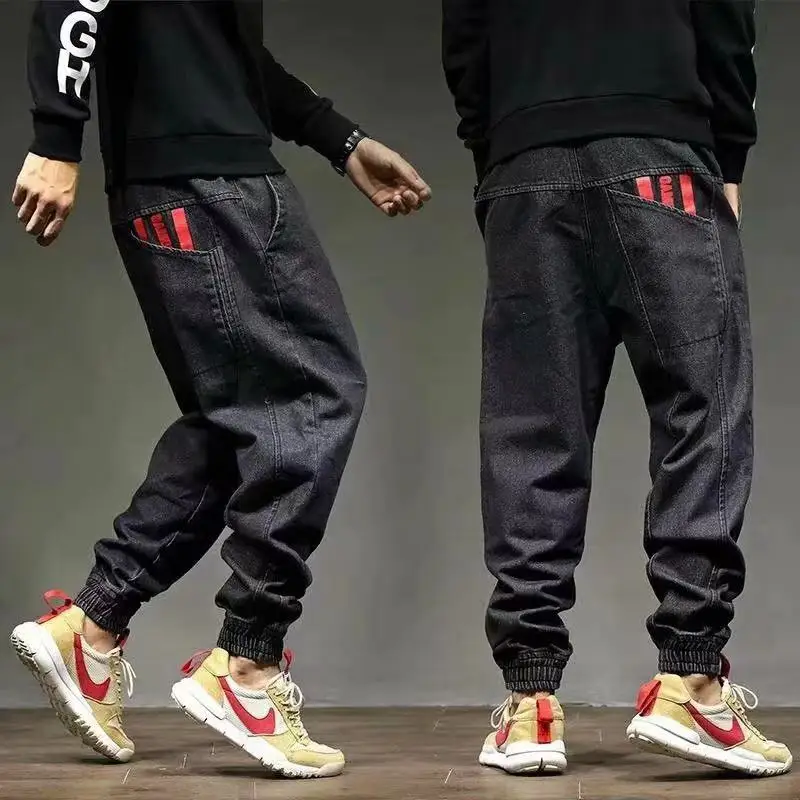 Tasa de descuento Pantalones vaqueros Cargo para hombre, Pantalón elástico Harun, para correr, ropa de calle de Hip-Hop, Harem, S-4XL, estilo Safari aVjWx7Ren