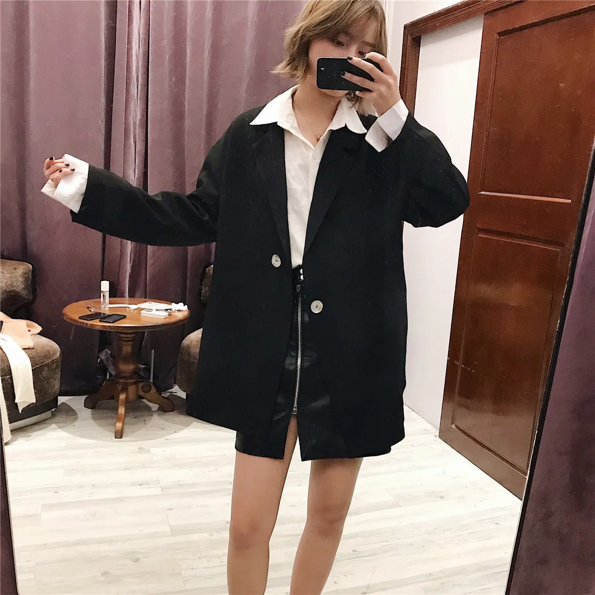 

F3952-Western Style WOMEN'S Dress 2019 Spring And Autumn New Style Two-Button Irregular Suit Jacket Women's