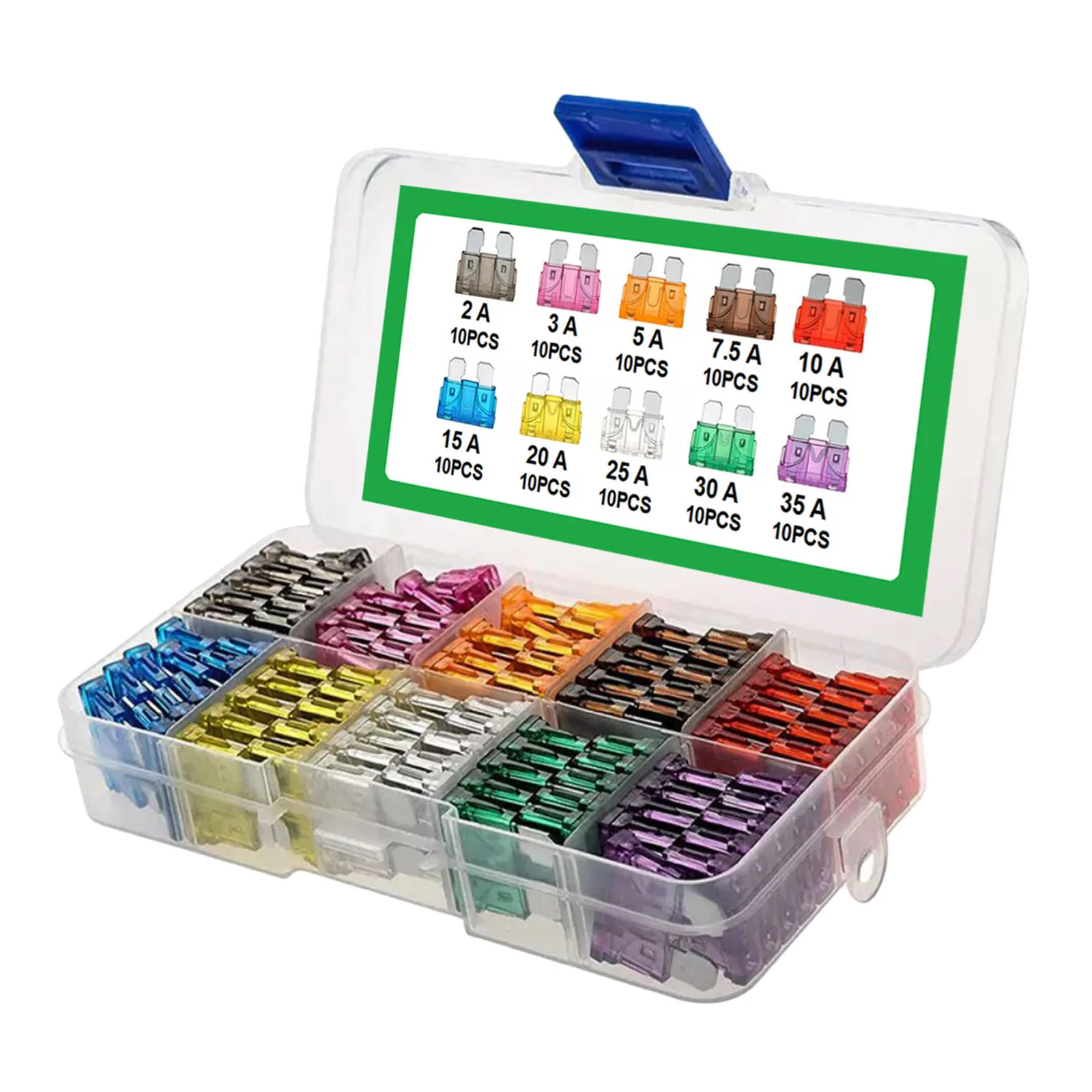 Standard Blade Fuse Assortment Kit Auto Car Fuses Assorted Set 100Pcs