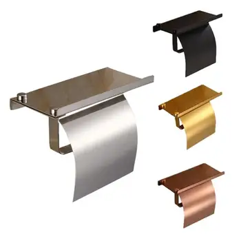 

Stainless Steel Toilet Paper Holder Wall Mount Roll Paper Holder Phone Shelf Home Bathroom Product