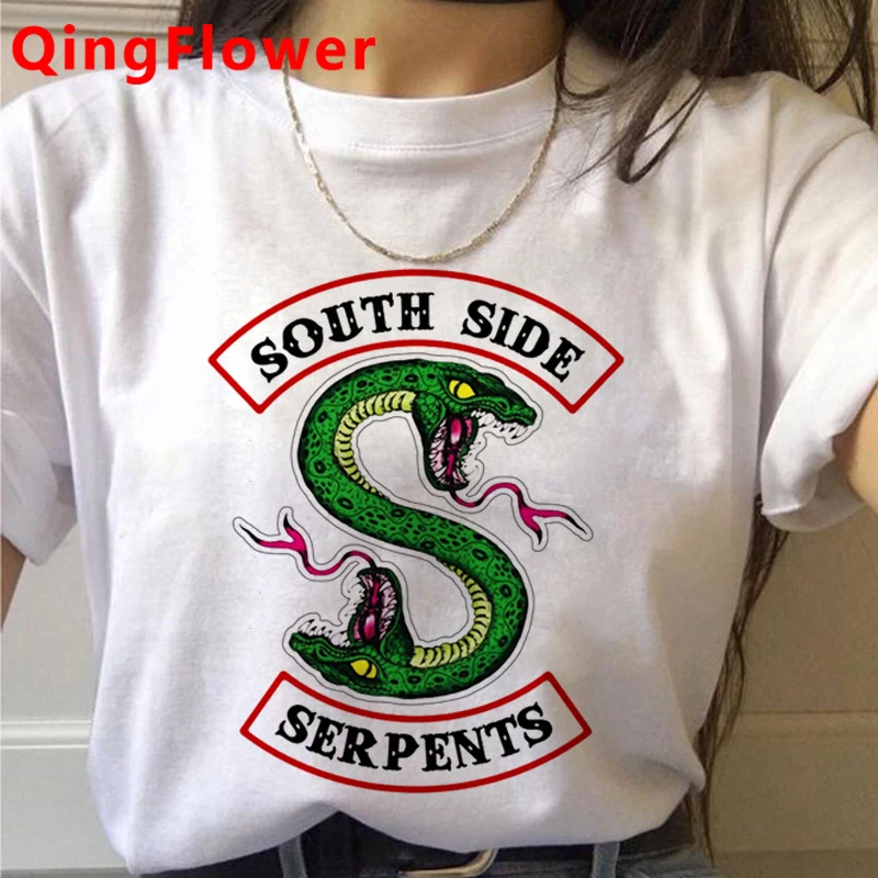 Riverdale Southside Serpents Harajuku T Shirt Women Ullzang Snake Print Summer T-shirt Funny Cartoon Tshirt 90s Top Tees Female