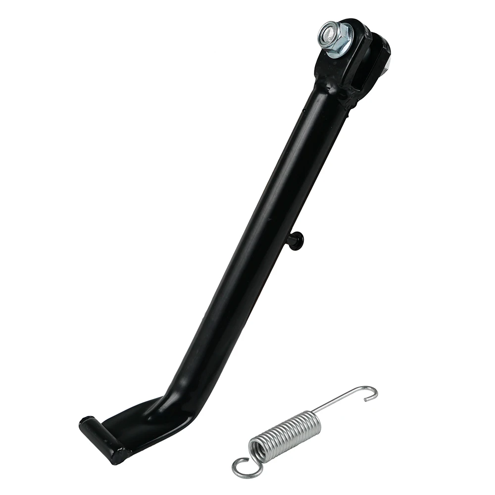 Motorcycle Black Side Kick Stand With Heavy Duty Spring Nut & Bolt For Honda CG 125 ES K M