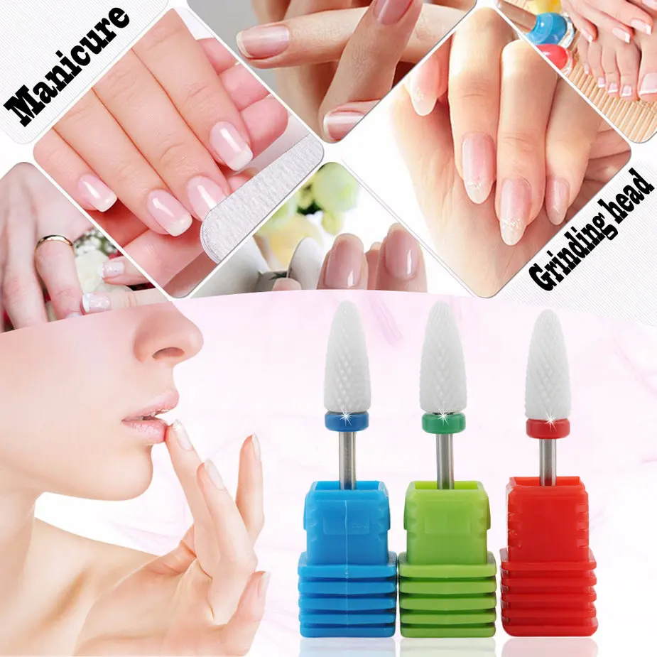  Ceramic Nail Drill Bit Tool Smooth Top Rotary File Manicure Pedicure 3/32 Shank Machine Calluses Re
