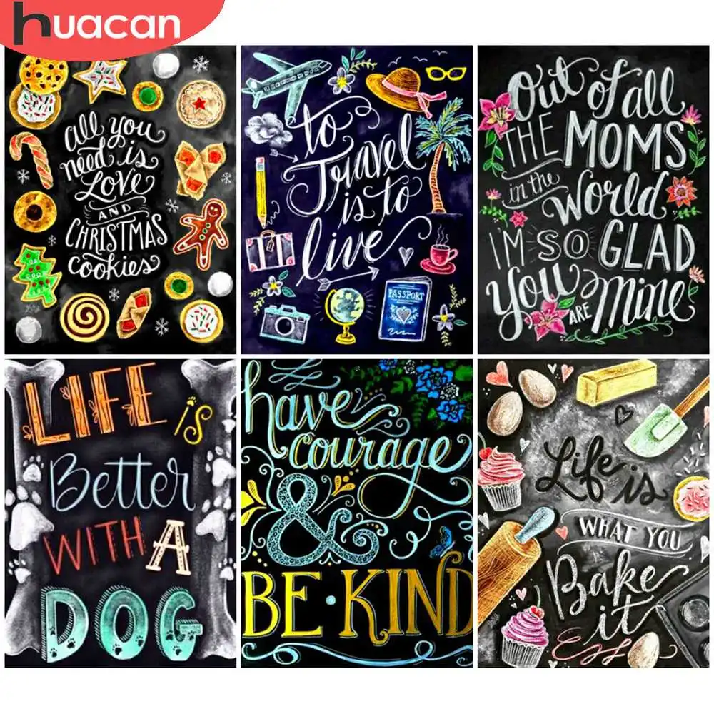 HUACAN Full Square DIY Diamond Painting Blackboard Cross Stitch Mosaic 
