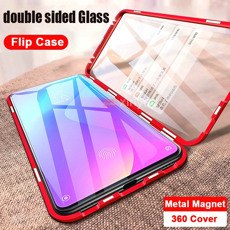 

For iPhone 11 Pro Max iPhone11 Pro Case double sided Glass Cover Case Magnet 360 Full Body Flip Metal Magnetic coque