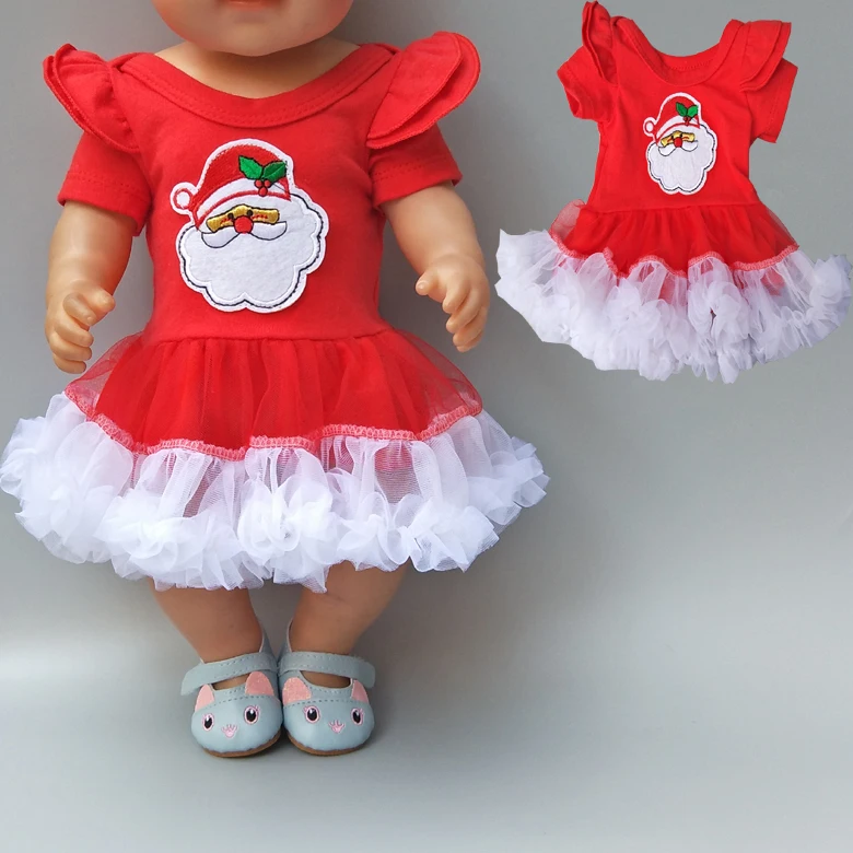 43 см, 17 дюймов, Одежда для кукол, платье для новорожденных, рождественское платье Санта-Клауса, подходит для 18 дюймов, Одежда для кукол, детский подарок на год