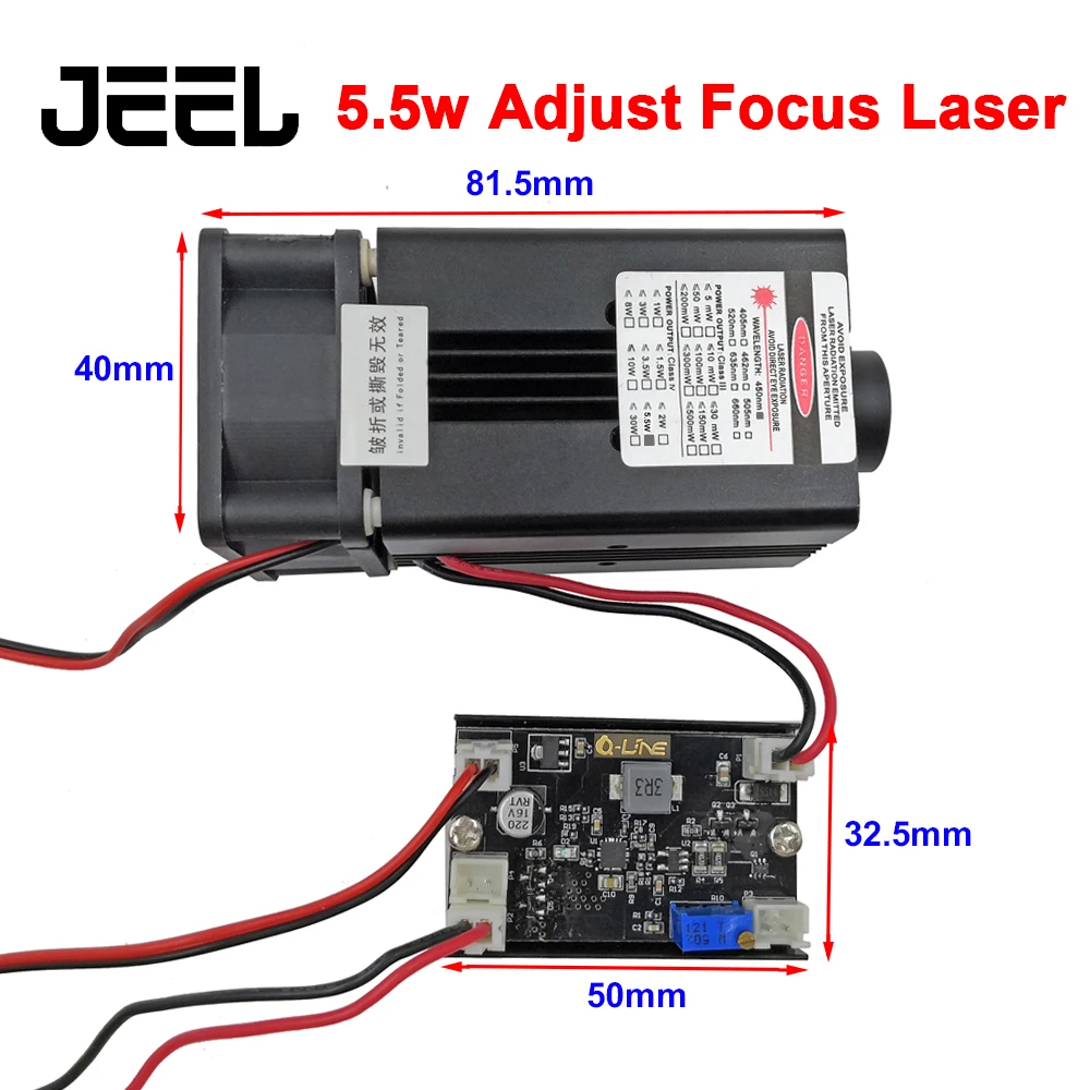 

5.5w 450NM Adjust Focus Blue Laser Module Laser Engraving With TTL Control Switch 5500mw Laser Tube Used for Engraving Machine