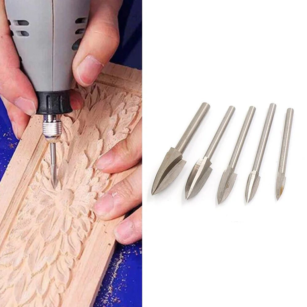 5PCS/Set Wood Carving Tools Accessory Replacement Milling Cutter Drill