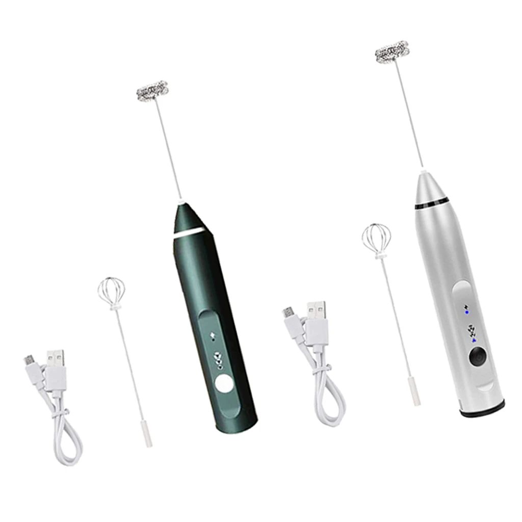 2Set(Silver &Black) Handheld Electric Milk Frother with Eggbeater Electric Foam Maker For Coffee, Lattes, Cappuccino, Hot