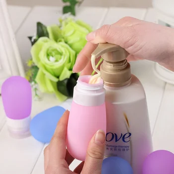 

3pcs Portable Silicone Travel Bottles 80ml Travel Size Toiletries Containers Shampoo Cosmetic Bottles (Pink & Green & Purple)