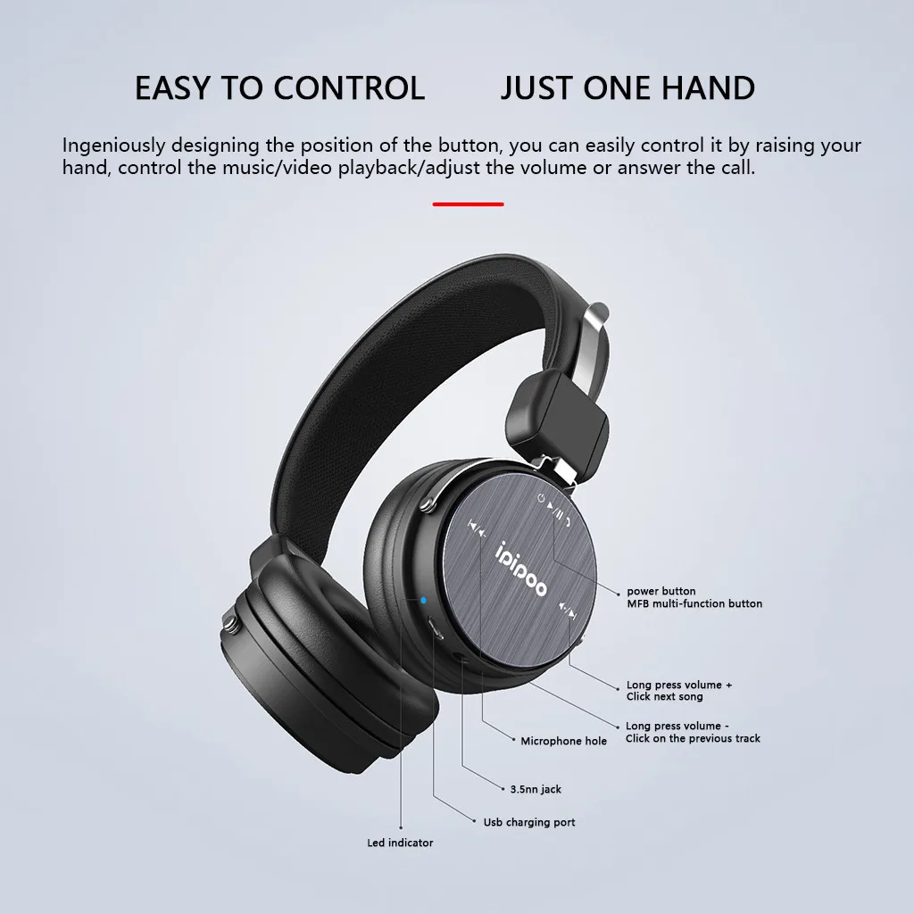 Серый 400mA наушник емкость аккумулятора беспроводные наушники Bluetooth V4.2 Джерри гарнитура шумоподавление над ухом с микрофоном - Цвет: Серый