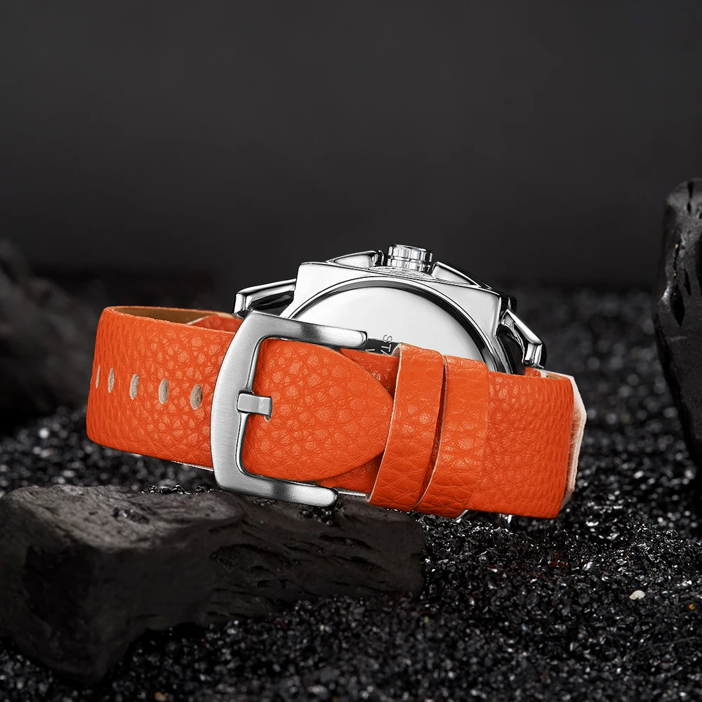 Top Luxury Brand Oulm Watches Orange Color Fashion Sports Watches Men Men's Quartz Watches Leather Mens Watches erkek kol saati drop shipping (8)