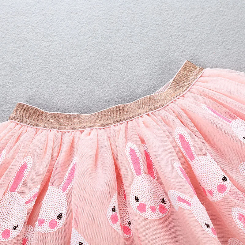 Для маленьких принцесс, сетчатые, юбка с блестками, юбка-пачка для девочек с рисунком «кроличьи юбка аппликация с блестками в 3 слоя из тюля, юбка для танцев Юбки пышные детские юбки-Костюмы