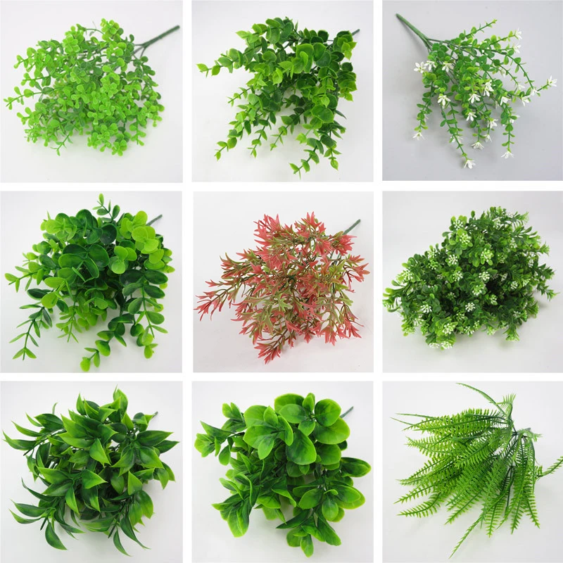 Plantas artificiales de eucalipto para decoración del hogar, hierba de plástico, hojas verdes, decoración de mesa para salón de bodas, 1 unidad