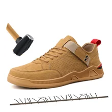 Мужская и Мужская Роскошная рабочая обувь из натуральной кожи со стальным носком; мужские ботинки; уличные кроссовки; Водонепроницаемая дизайнерская обувь со звездами; большие размеры