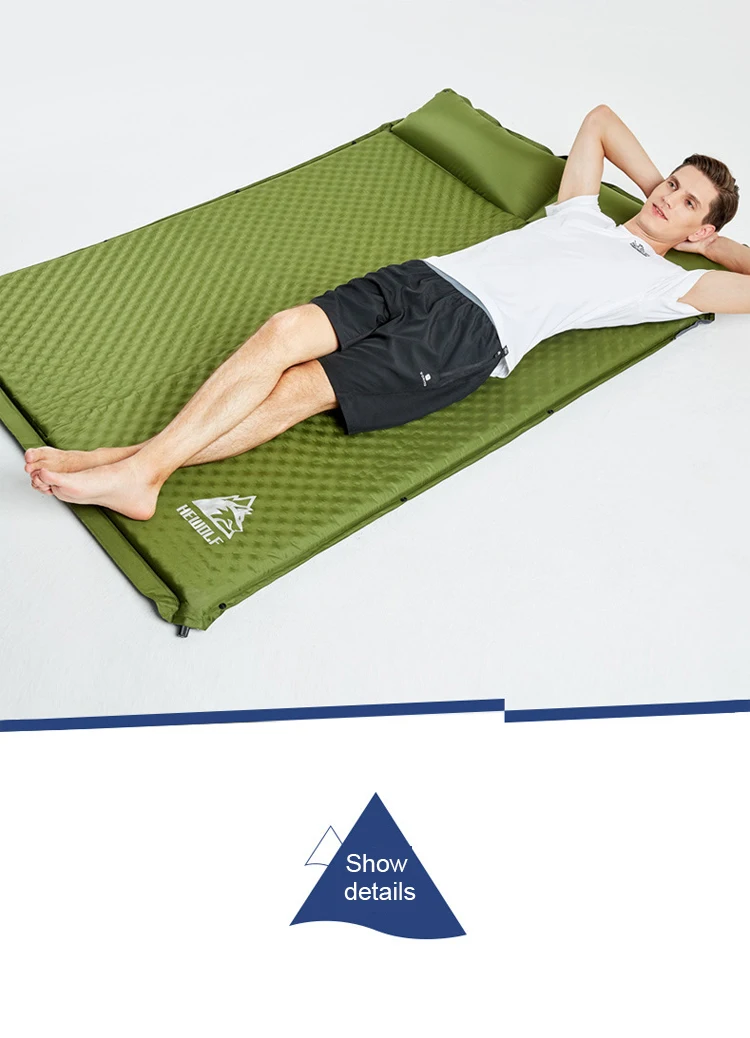 Thicken 5cm inflatable mattress double automatic inflatable cushion Outdoor moisture-proof tent sleeping pad lunch break