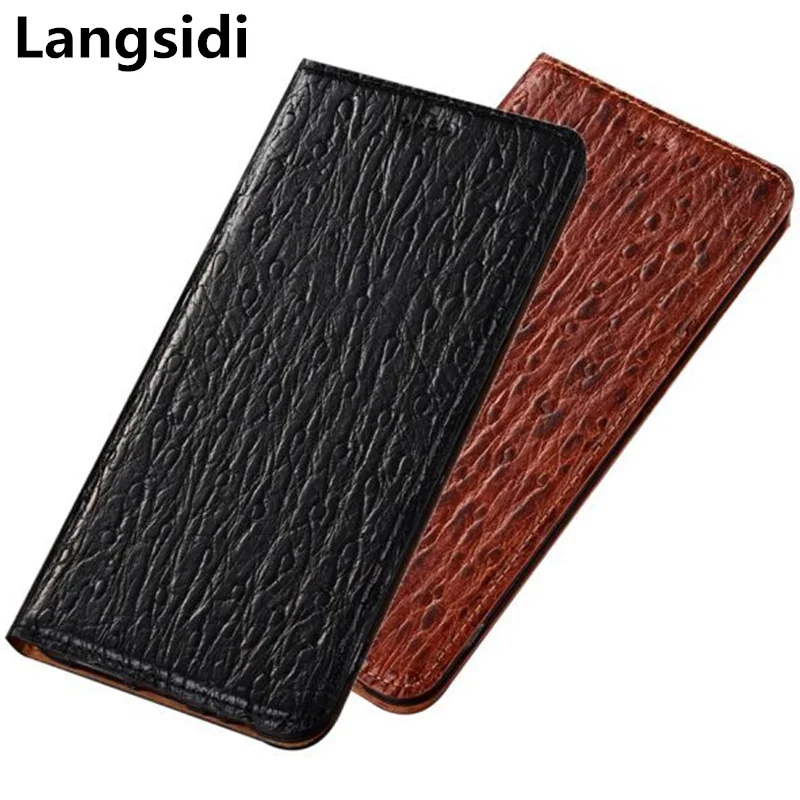 

Ostrich Pattern Genuine Leather Case Card Slot Holder Phone Bag For Nokia 7.1 Plus/Nokia 7.1/Nokia 7.2 Flip Phone Cover Funda