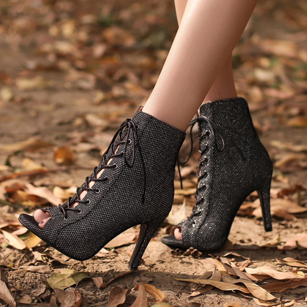 Botines de fiesta para mujer, zapatos tacón alto Sexy latino, botas de baile latino, salón de baile de calidad|Calzado de baile|