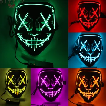 

Led Mask Halloween Party Masque Masquerade Masks Neon Maske Light Glow In The Dark Mascara Horror Maska Glowing Masker