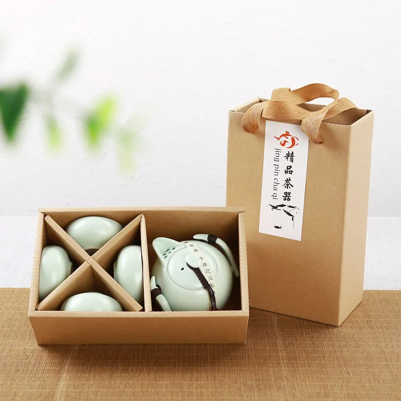 1 горшок 2/4 чашек, керамический чайник Gaiwan, чайная чашка для пуэр, китайский чайник, портативный чайный набор, посуда для напитков с подарочной коробкой