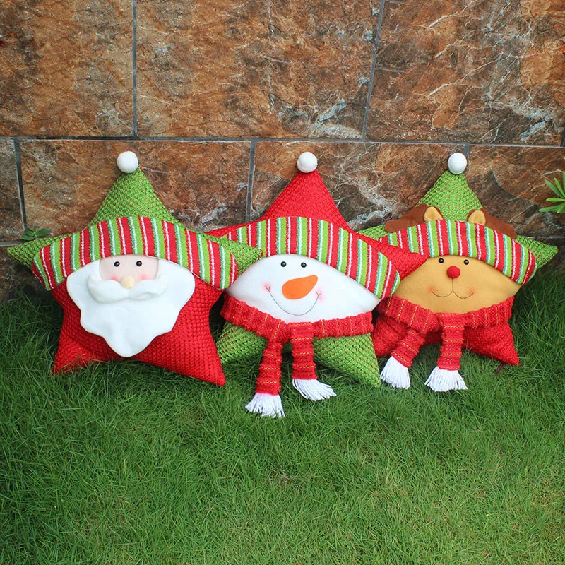 

Star Pillow Christmas Decorations For Home Santa Clause Christmas Deer Cushion Car Pillows Soft Cushion Home Textile Decor