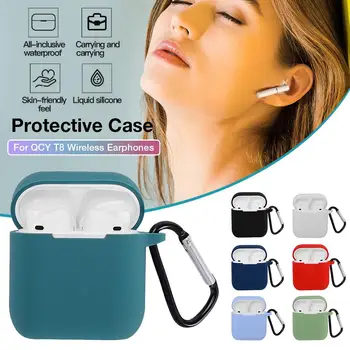 

Travel Bluetooth Earphone Protector Replacement Carrying Case TPU Silicone Cover Box With Carabiner for QCY T8 Accessories