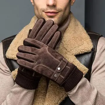 

Mens Faux Leather Touch Screen Gloves Plush Lined Non-Slip Mittens Motorcycle Cycling Gloves
