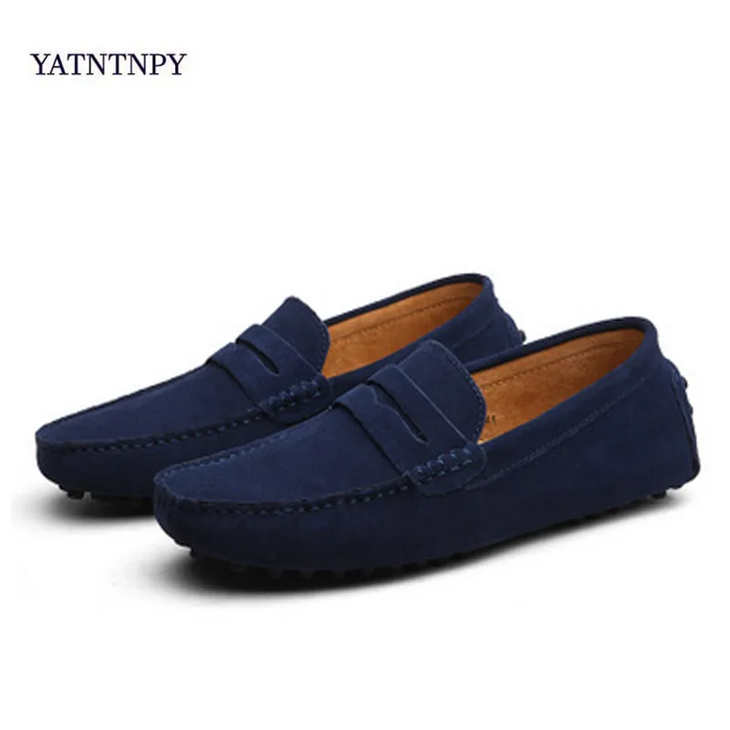 Handmade Suede Leather Mens Shoes Casual Luxury Brand Men Loafers Breathable Driving Shoes Slipon Moccasins Men Big Size