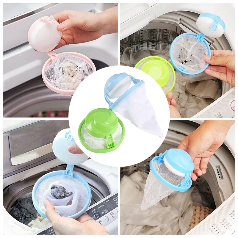 

1pcs Floating Pet Fur Catcher Laundry Lint & Pet Hair Remover Popular Blue Pink