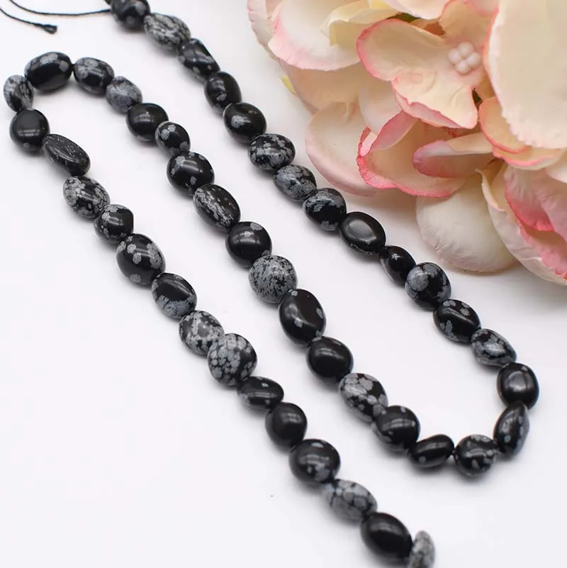 

2Strands/lot Natural smooth Obsidian irregular Stone Bead stone bead For DIY necklace bracelet jewelry making 15 "free delivery