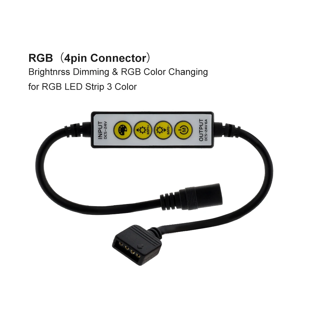 DC5V-12V мини 4 клавиши светодиодные полосы контроллер для одного цвета/двойной белый/RGB/RGBW/RGB+ CCT светодиодные ленты SMD 5050 2835