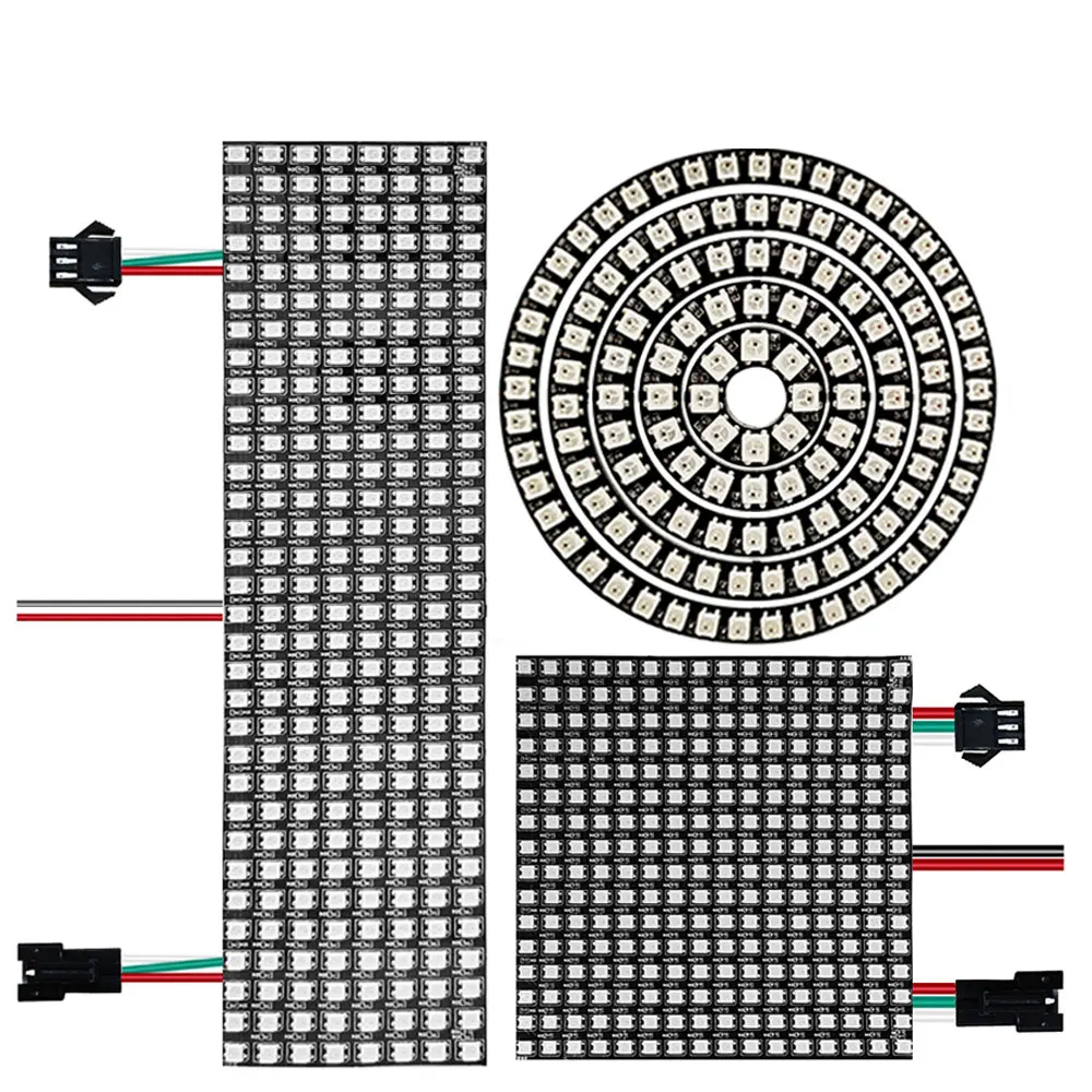 

DC5V WS2812B Individually Addressable 8X8 16X16 8X32 Led Digital Panel Screen 5050 RGB Pixel Ring Light For Home Decoration