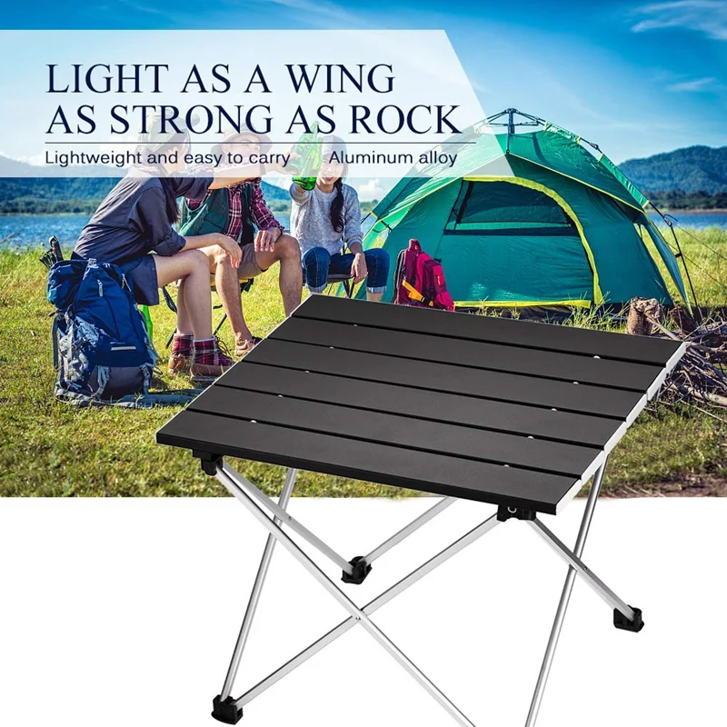 

Portable Folding Camping Table Aluminum Desk Table Top Suitable for Outdoor Picnic Barbecue Cooking Holiday Beach Hiking Traveli