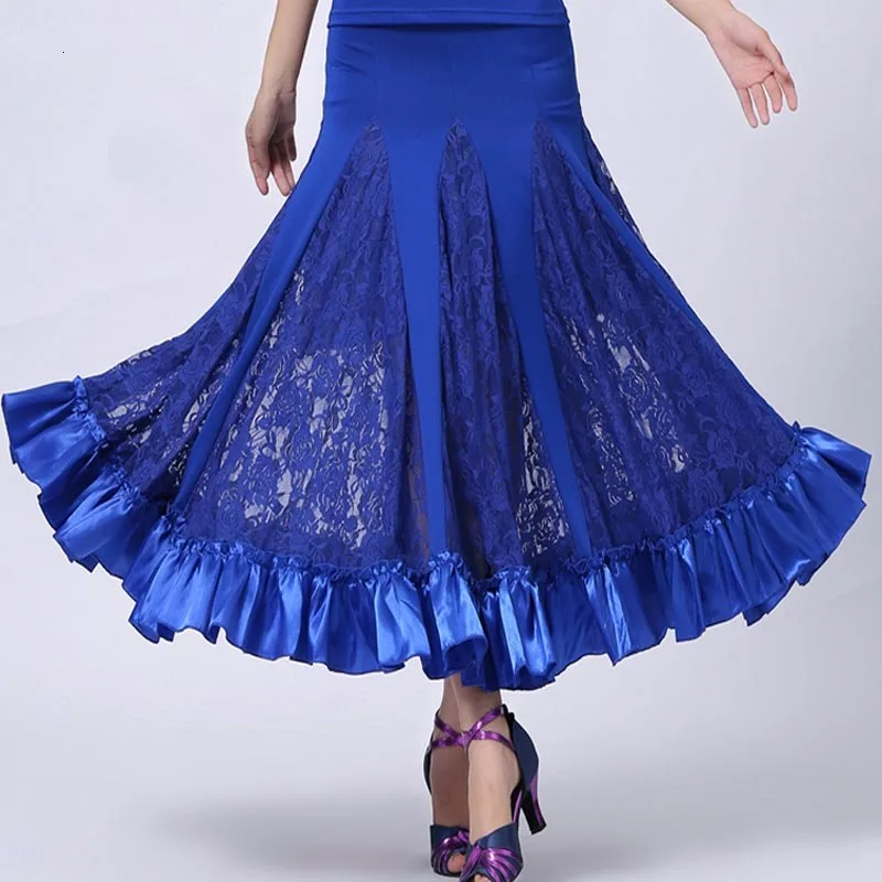 Girl Ballroom Dance Costume Performance Skirt Long Modern Competition Skirt Standard Waltz Tango Dancer Dress Salsa 90CM 5 Color (4)