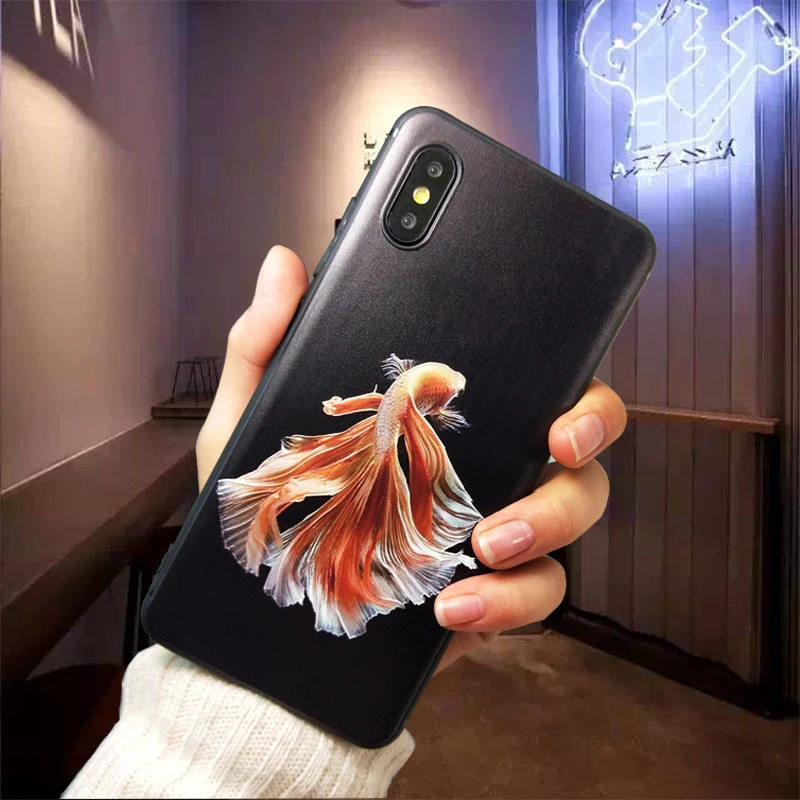 Чехол для iPhone 11 Pro XS Max XR X 8 7 Plus 6 6S тисненый матовый мягкий чехол карпа с объемным